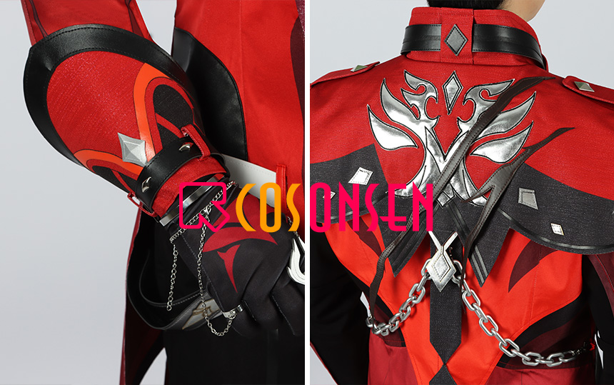 Genshin Impact Cosplay Diluc Costoume Men Halloween Dress Uniform Outfit