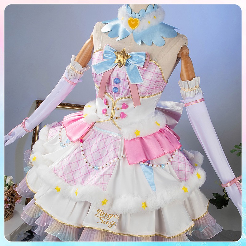 Aikatsu Stars! Ichigo Hoshimiya Cosplay Costume Dress Angely Sugar Cosonsen Custom Made