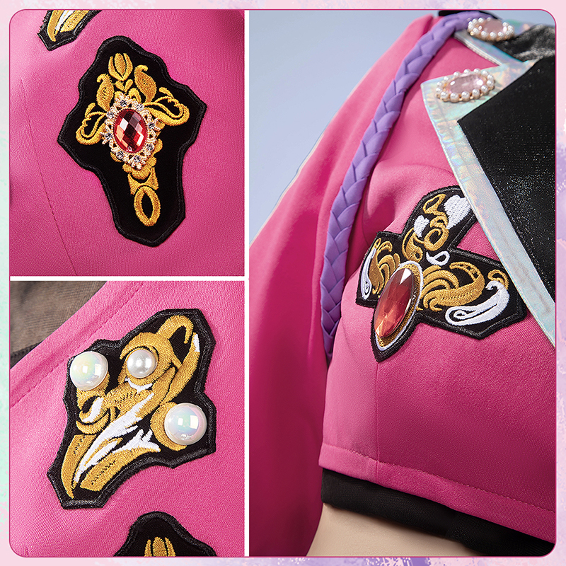 Gakuen iDOLMASTER Fighting My Way Hanami Saki Cosplay Costume Pink Jacket Skirt Outfit Custom Made