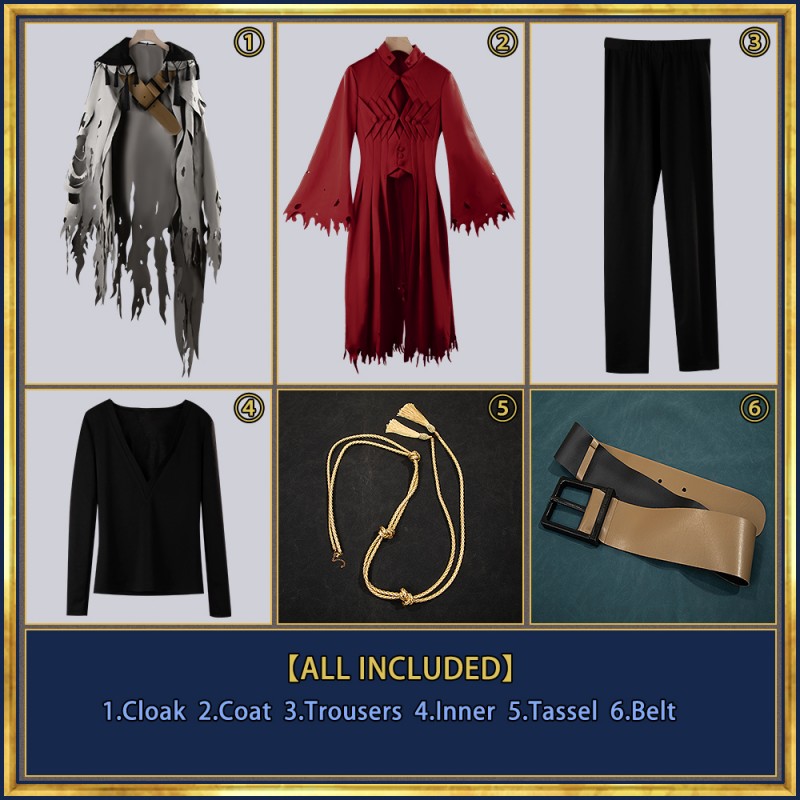 Fate Grand Order Dante Alighieri Cosplay Costume Stage 2 FGO ダンテ Outfit with Clock Cosonsen Custom Made