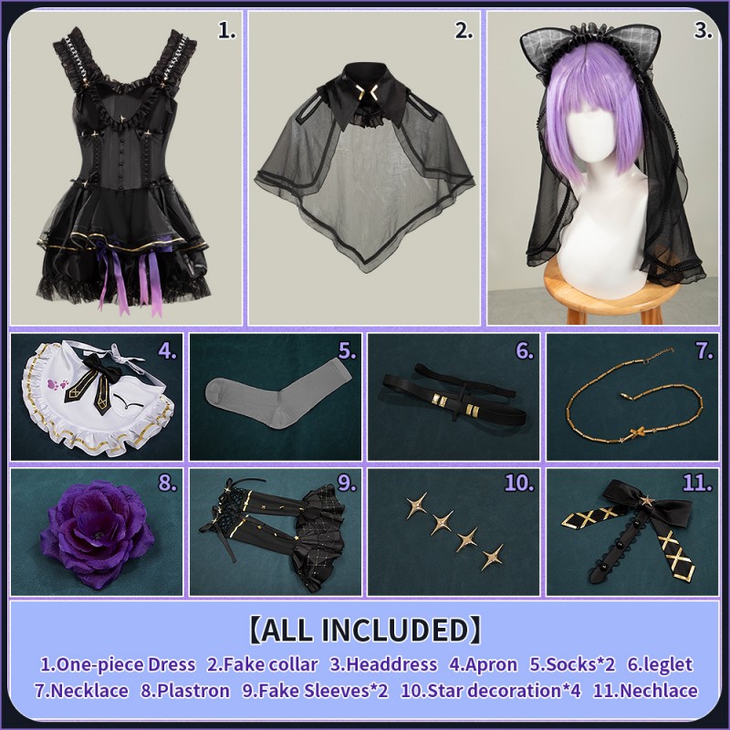 NIJISANJI VTuber Hoshikawa Sara Cosplay Costume Gothic Dress Outfit Cosonsen Custom Made