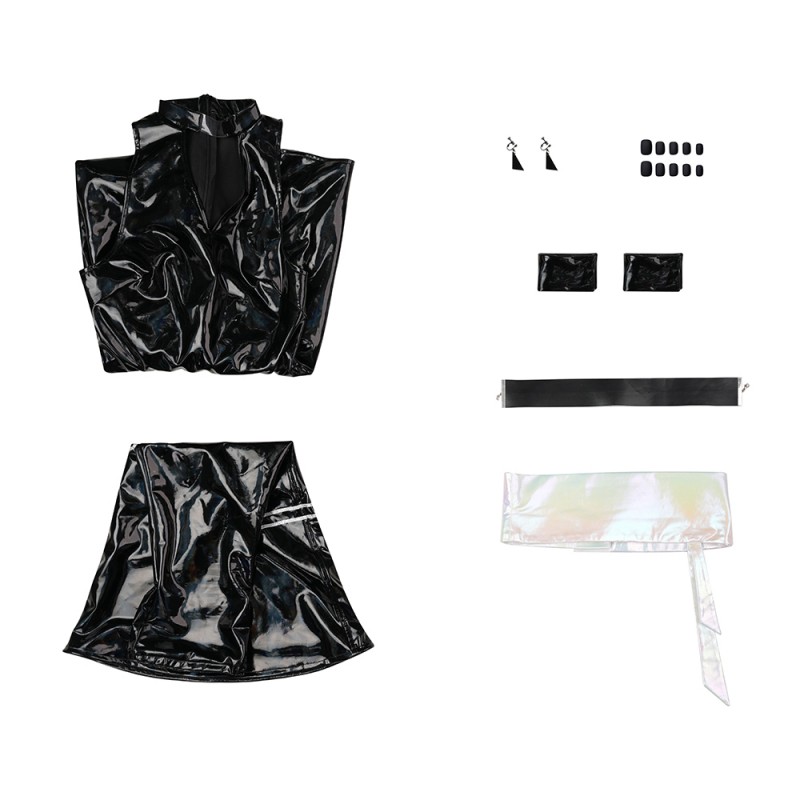 Polyurethane Cosplay Costume New Panty Stocking With Garterbelt Black Uniform Outfit