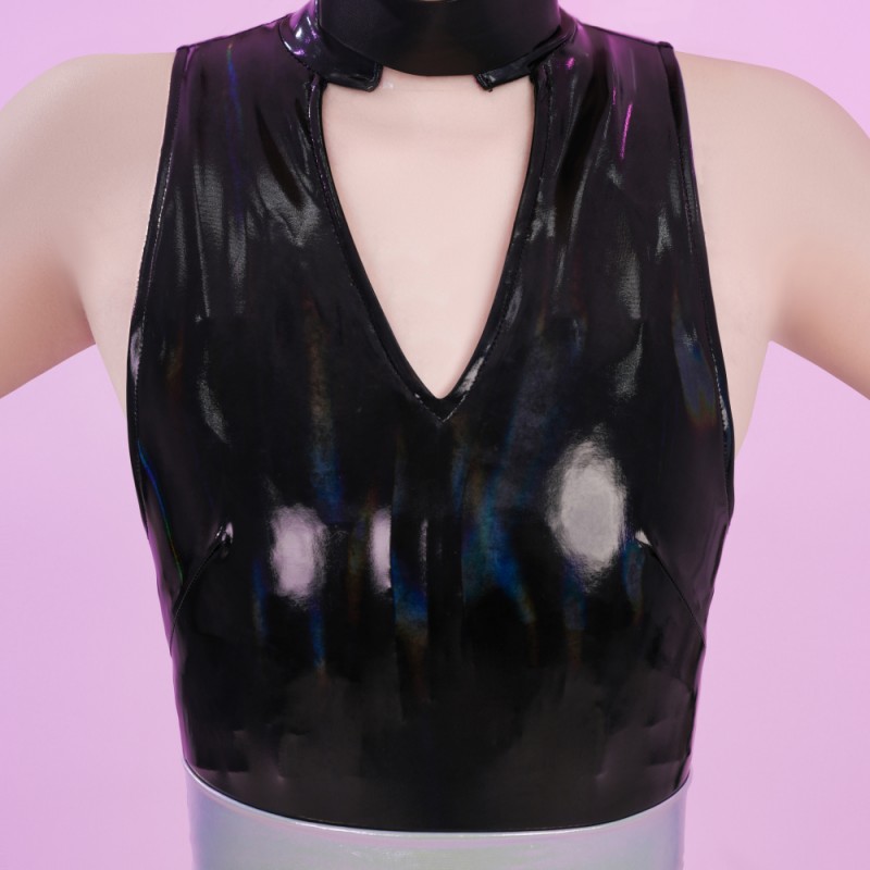 Polyurethane Cosplay Costume New Panty Stocking With Garterbelt Black Uniform Outfit