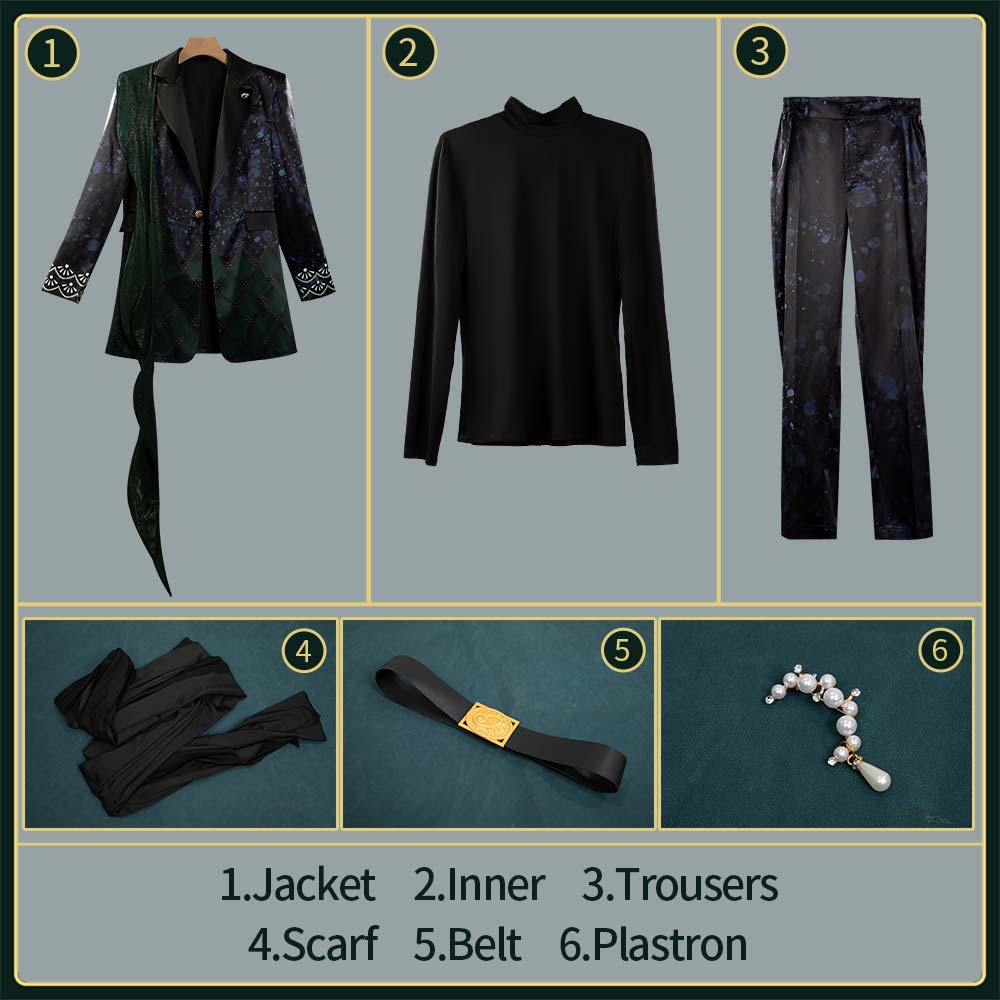 Twisted Wonderland Jade Leech Cosplay Costume Coral Sea's Eternity Float Outfit Jade Nightmare Suit Cosonsen Custom Made