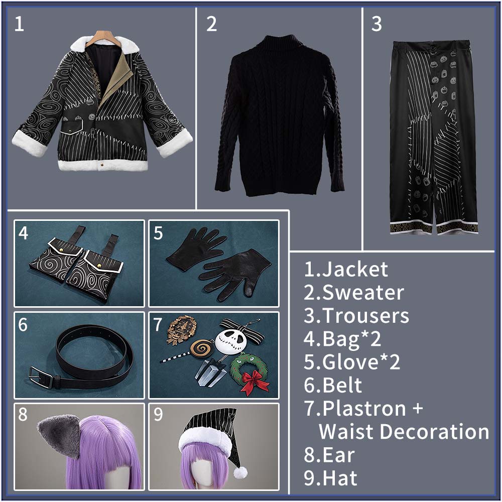 Twisted Wonderlan Ruggie Bucchi Cosplay Costume Lost in the Book with Tim Burton's The Nightmare Before Christmas Outfit Cosonsen Custom Made