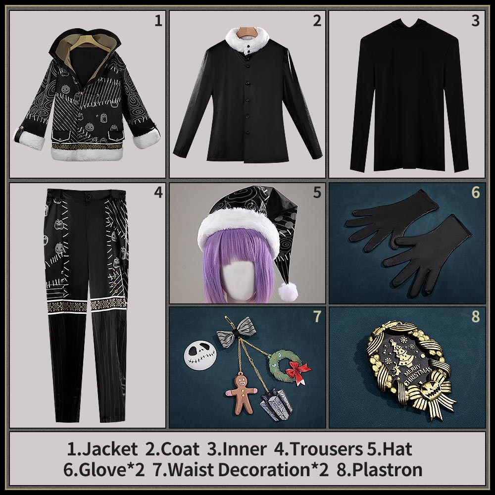 Twisted Wonderlan Deuce Cosplay Costume Deuce Spade Lost in the Book with Tim Burton's The Nightmare Before Christmas The First Christmas Outfit Cosonsen Custom Made