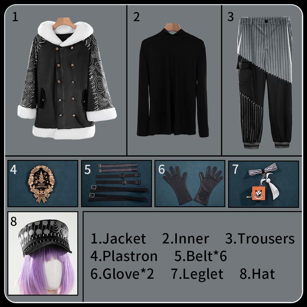 Twisted Wonderlan Cater Diamond Cosplay Costume Lost in the Book with Tim Burton's The Nightmare Before Christmas Outfit Cosonsen Custom Made