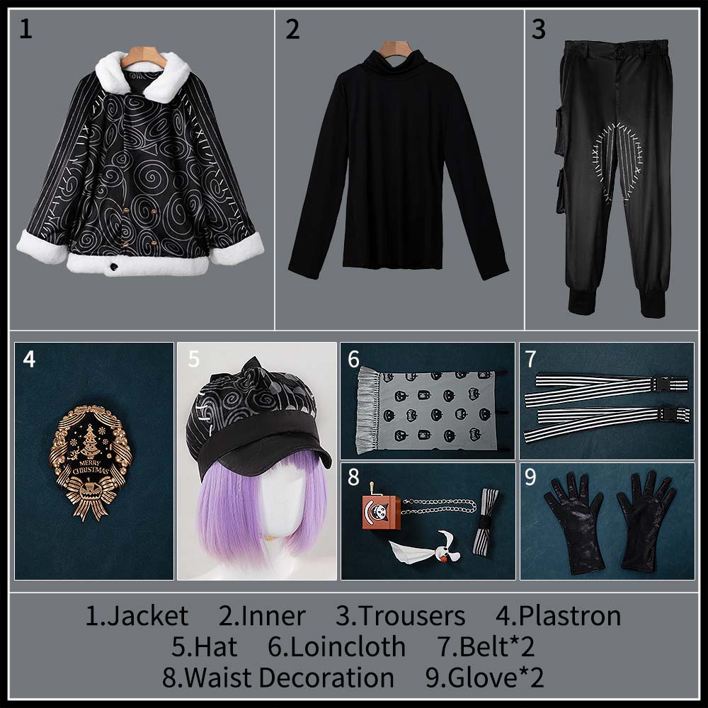 Twisted Wonderland Octavinelle Floyd Leech Cosplay Costume Lost in the Book with Tim Burton's The Nightmare Before Christmas Outfit Cosonsen Custom Made