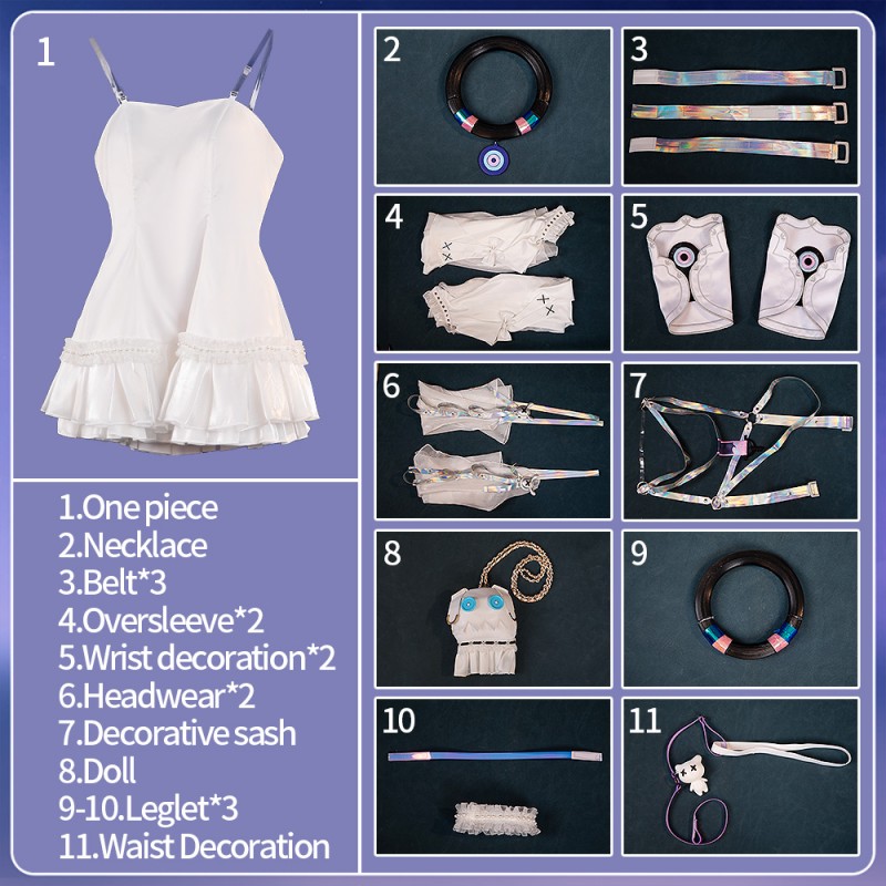NTE Neverness to Everness NTE Nitsa Cosplay Costume White Dress Outfit Custom Made Cosonsen