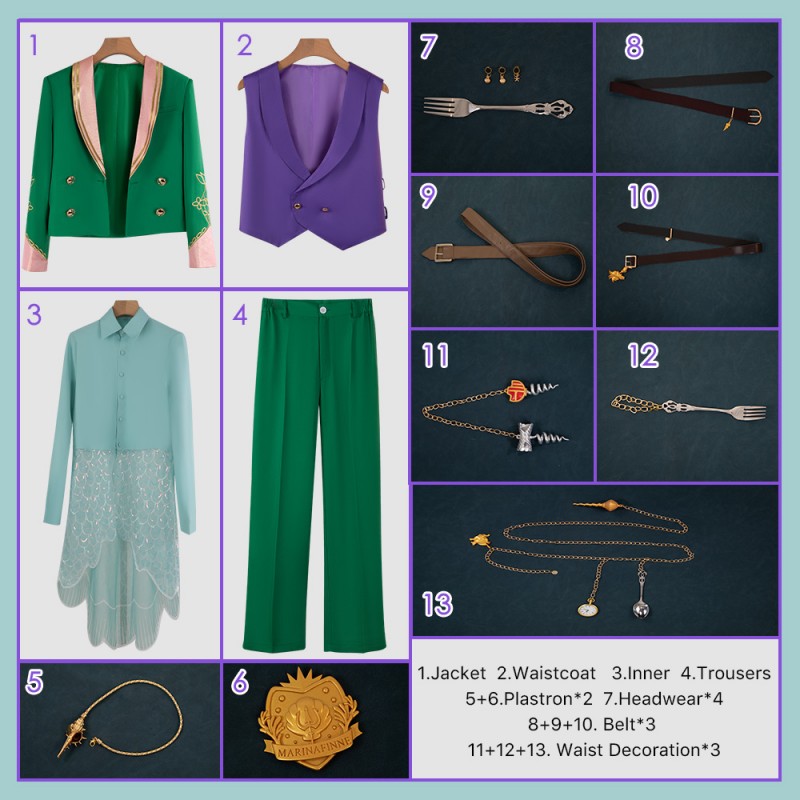 Twisted Wonderland Marinafinne Rielle Corallia Cosplay Costume Coral Sea Dorm Uniform Outfit Custom Made Cosonsen