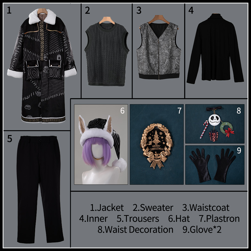 Twisted Wonderland Savanaclaw Jack Howl Cosplay Costume Lost in the Book with Tim Burton's The Nightmare Before Christmas Outfit Cosonsen Custom Made