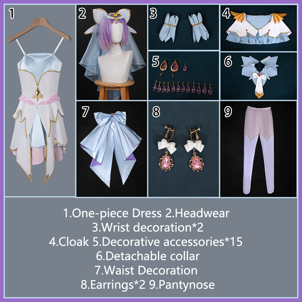 Star Detective Precure Pretty White Cure Arcana Cosplay Costume The White Light That shines upon truth White Luluka Moria Meitantei Pretty Cure Outfit Cosonsen Custom Made