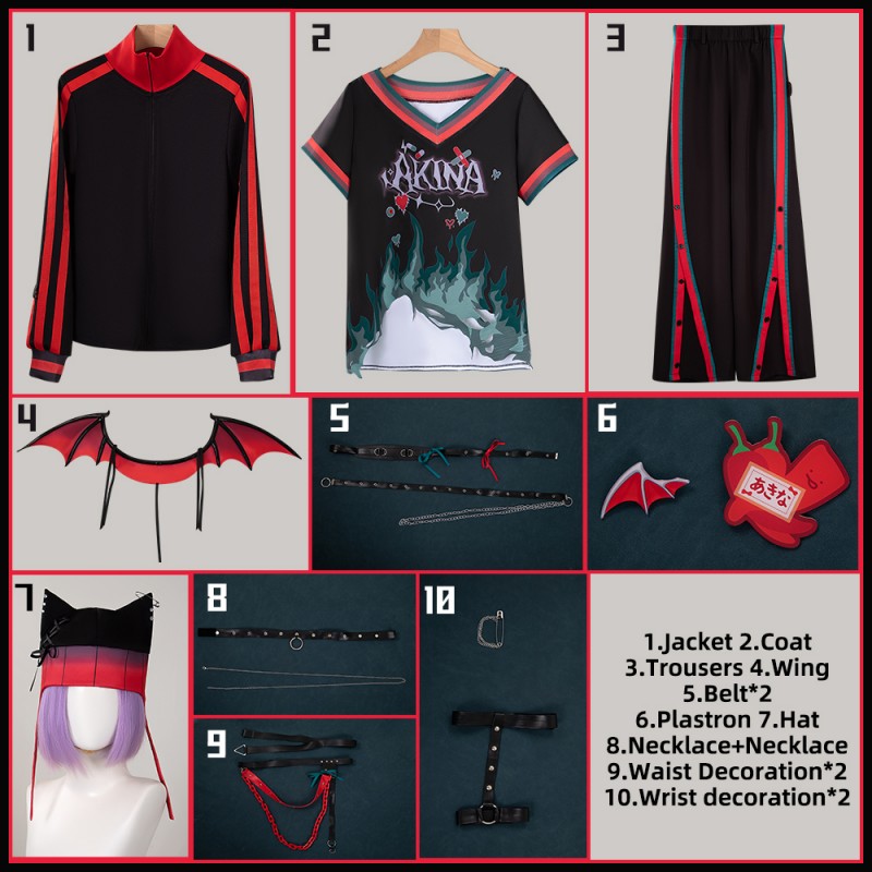 NIjisanji Youtuber Vtuber Saegusa Akina Devilish Nightmare Goods Cosplay Costume Wing Outfit Cosonsen Custom Size